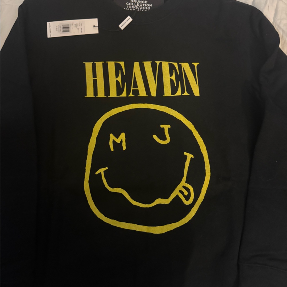 Marc‎ Jacobs Black Long Sleeve Tee with Yellow Print grunge y2k luxury goth